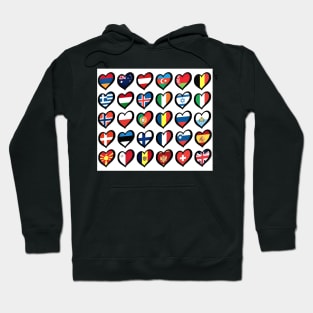 Eurovision Song Contest Flags Hearts Hoodie